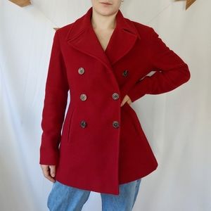 Calvin Klein red wool blend coat